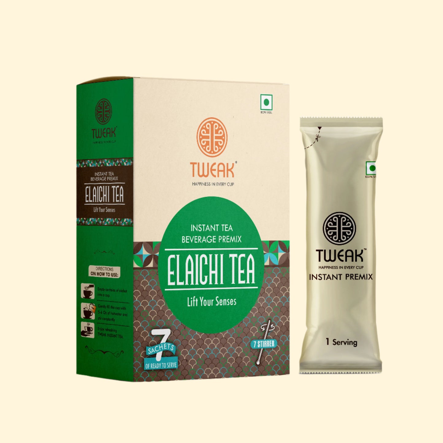 Elaichi (Cardamom) Chai Instant Premix Sachet (7pc x 20g)
