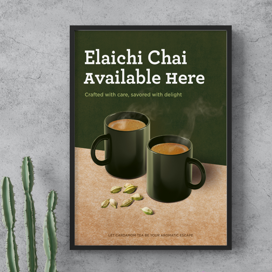 Cardamom chai available poster frame from Chai Hai