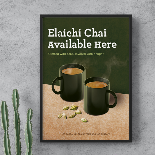Cardamom chai available poster frame from Chai Hai