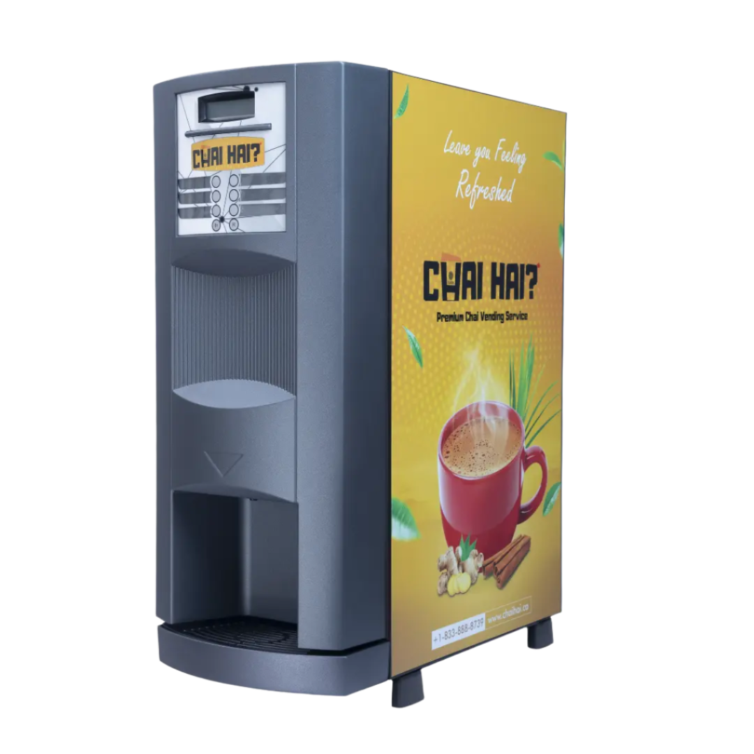 a tea machine with Chai Hai branding