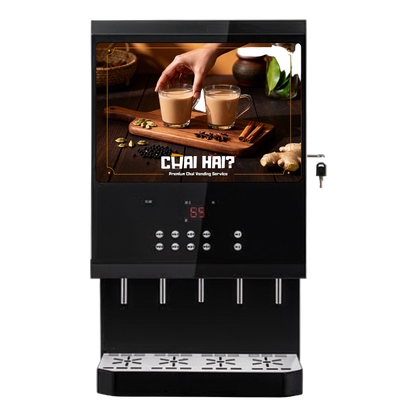 Commercial next generation instant chai machine with four flavour options by Chai Hai for cafes and workplaces