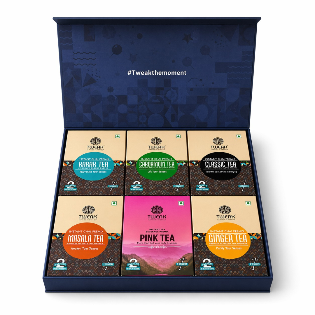 Tweak Instant Chai Sampler Pack – 6 Flavours (12 Sachets)