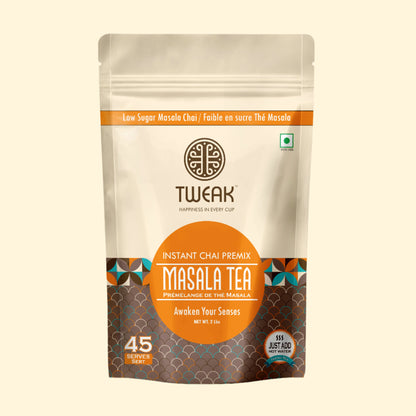Tweak Instant Masala Chai Premix chai powder indian style Tea - Low Sugar Masala Chai for a rich, aromatic experience. Enjoy the perfect blend of Indian spices with ease - just add hot water.