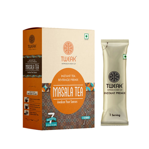 Masala Tea Instant Premix Sachets – Authentic Indian Tea Latte by Tweak, featuring premium packaging and convenient sachets for quick preparation. Exclusively available on Chai Hai website. 