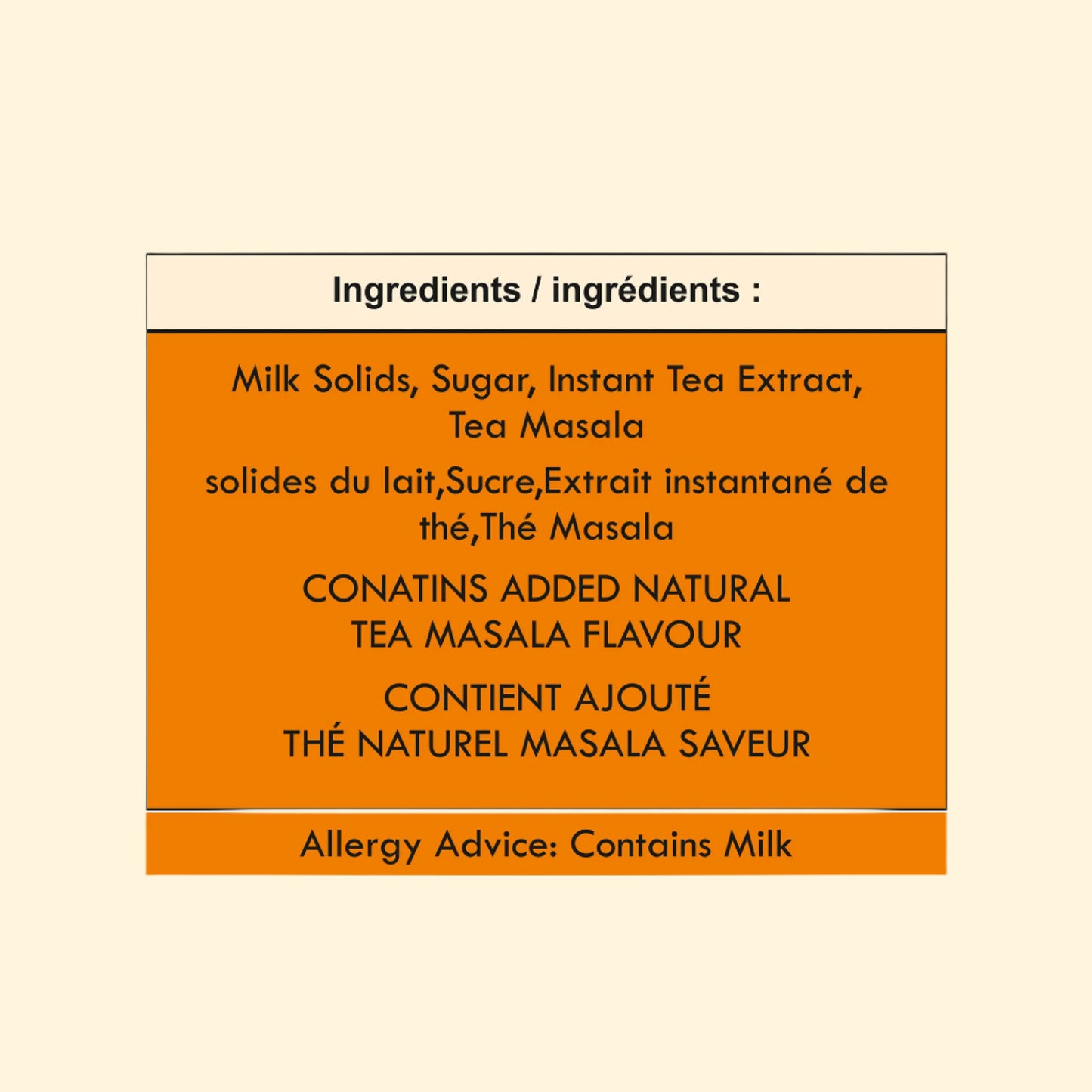 Tweak Masala Chai Instant Tea Premix ingredients 
