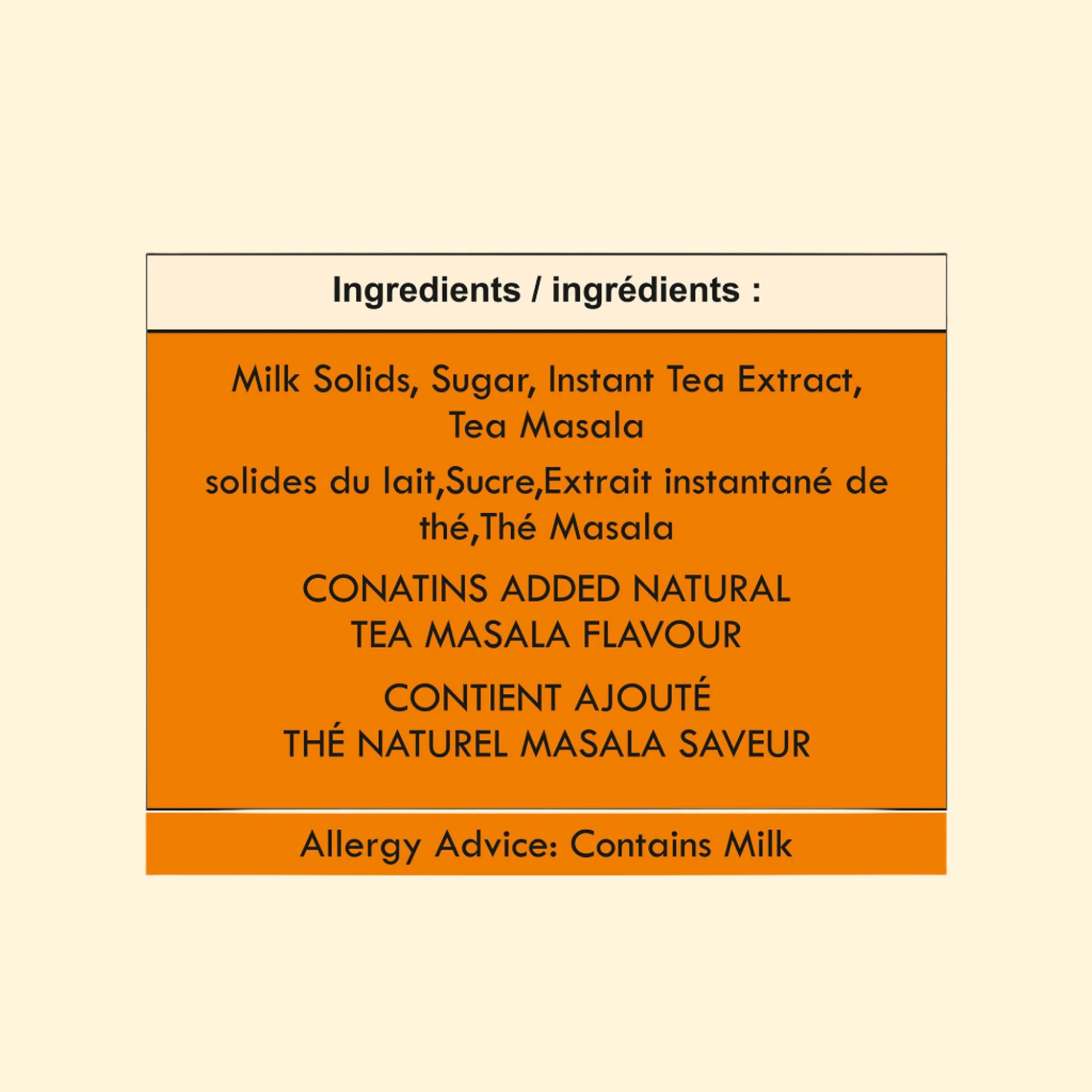 Tweak Masala Chai Instant Tea Premix ingredients 